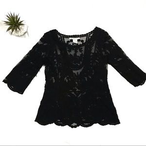 American Rag Black Lace Top Size Medium